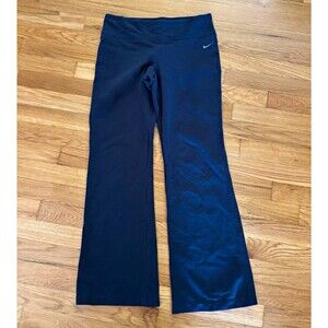 Nike Women's Vintage Navy Cotton Yoga Pants Flared Leg Stretch Elastic Waist S